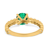 14K Yellow Gold 1.16ct Round 6.5mm G SI Nano Emerald Diamond Engagement Wedding Ring Size 6.5