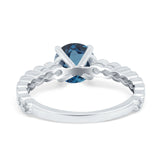 14K White Gold 1.16ct Round 6.5mm G SI London Blue Topaz Diamond Engagement Wedding Ring Size 6.5