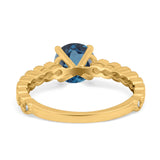 14K Yellow Gold 1.16ct Round 6.5mm G SI London Blue Topaz Diamond Engagement Wedding Ring Size 6.5