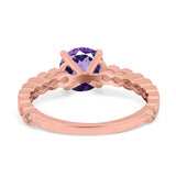14K Rose Gold 1.16ct Round 6.5mm G SI Natural Amethyst Diamond Engagement Wedding Ring Size 6.5