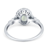 14K White Gold 0.9ct Oval 7mmx5mm G SI Natural Green Amethyst Diamond Engagement Wedding Ring Size 6.5