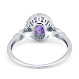 14K White Gold 0.9ct Oval 7mmx5mm G SI Natural Amethyst Diamond Engagement Wedding Ring Size 6.5