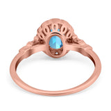 14K Rose Gold 0.9ct Oval 7mmx5mm G SI Natural Blue Topaz Diamond Engagement Wedding Ring Size 6.5