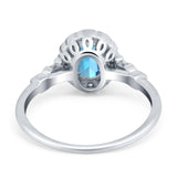 14K White Gold 0.9ct Oval 7mmx5mm G SI Natural Blue Topaz Diamond Engagement Wedding Ring Size 6.5