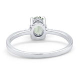 14K White Gold 1.28ct Oval 8mmx6mm G SI Natural Green Amethyst Diamond Engagement Wedding Ring Size 6.5