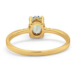 14K Yellow Gold 1.28ct Oval 8mmx6mm G SI Natural Green Amethyst Diamond Engagement Wedding Ring Size 6.5