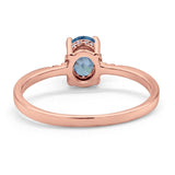 14K Rose Gold 1.28ct Oval 8mmx6mm G SI London Blue Topaz Diamond Engagement Wedding Ring Size 6.5