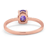 14K Rose Gold 1.28ct Oval 8mmx6mm G SI Natural Amethyst Diamond Engagement Wedding Ring Size 6.5