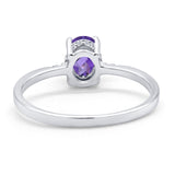 14K White Gold 1.28ct Oval 8mmx6mm G SI Natural Amethyst Diamond Engagement Wedding Ring Size 6.5