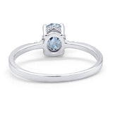 14K White Gold 1.28ct Oval 8mmx6mm G SI Natural Aquamarine Diamond Engagement Wedding Ring Size 6.5