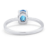 14K White Gold 1.28ct Oval 8mmx6mm G SI Natural Blue Topaz Diamond Engagement Wedding Ring Size 6.5