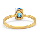 14K Yellow Gold 1.28ct Oval 8mmx6mm G SI Natural Blue Topaz Diamond Engagement Wedding Ring Size 6.5