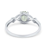 14K White Gold 1.24ct Oval Filigree Infinity 8mmx6mm G SI Natural Green Amethyst Diamond Engagement Wedding Ring Size 6.5