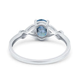14K White Gold 1.24ct Oval Filigree Infinity 8mmx6mm G SI London Blue Topaz Diamond Engagement Wedding Ring Size 6.5