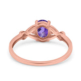 14K Rose Gold 1.24ct Oval Filigree Infinity 8mmx6mm G SI Natural Amethyst Diamond Engagement Wedding Ring Size 6.5