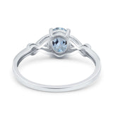 14K White Gold 1.24ct Oval Filigree Infinity 8mmx6mm G SI Natural Aquamarine Diamond Engagement Wedding Ring Size 6.5