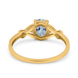 14K Yellow Gold 1.24ct Oval Filigree Infinity 8mmx6mm G SI Natural Aquamarine Diamond Engagement Wedding Ring Size 6.5