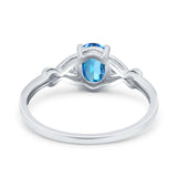 14K White Gold 1.24ct Oval Filigree Infinity 8mmx6mm G SI Natural Blue Topaz Diamond Engagement Wedding Ring Size 6.5