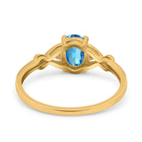 14K Yellow Gold 1.24ct Oval Filigree Infinity 8mmx6mm G SI Natural Blue Topaz Diamond Engagement Wedding Ring Size 6.5