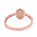 14K Rose Gold 0.5ct Oval Vintage Floral 6mmx4mm G SI Natural Morganite Diamond Engagement Wedding Ring Size 6.5