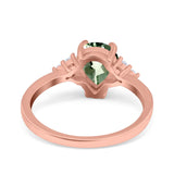 14K Rose Gold 1.33ct Teardrop Pear 8mmx6mm G SI Natural Green Amethyst Diamond Engagement Wedding Ring Size 6.5