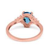 14K Rose Gold 1.33ct Teardrop Pear 8mmx6mm G SI London Blue Topaz Diamond Engagement Wedding Ring Size 6.5