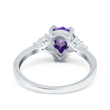 14K White Gold 1.33ct Teardrop Pear 8mmx6mm G SI Natural Amethyst Diamond Engagement Wedding Ring Size 6.5