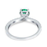 14K White Gold 1.14ct Round Accent Vintage 6mm G SI Nano Emerald Diamond Engagement Wedding Ring Size 6.5