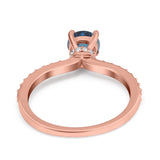 14K Rose Gold 1.14ct Round Accent Vintage 6mm G SI London Blue Topaz Diamond Engagement Wedding Ring Size 6.5