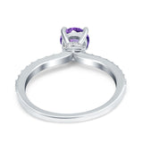 14K White Gold 1.14ct Round Accent Vintage 6mm G SI Natural Amethyst Diamond Engagement Wedding Ring Size 6.5