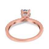 14K Rose Gold 1.14ct Round Accent Vintage 6mm G SI Natural Aquamarine Diamond Engagement Wedding Ring Size 6.5