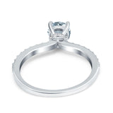 14K White Gold 1.14ct Round Accent Vintage 6mm G SI Natural Aquamarine Diamond Engagement Wedding Ring Size 6.5