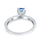 14K White Gold 1.14ct Round Accent Vintage 6mm G SI Natural Blue Topaz Diamond Engagement Wedding Ring Size 6.5