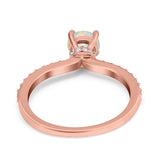 14K Rose Gold 0.30ct Round Accent Vintage 6mm G SI Natural White Opal Diamond Engagement Wedding Ring Size 6.5