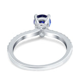 14K White Gold 1.54ct Teardrop Pear Accent 8mmx6mm G SI Nano Blue Sapphire Diamond Engagement Wedding Ring Size 6.5