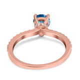 14K Rose Gold 1.54ct Teardrop Pear Accent 8mmx6mm G SI London Blue Topaz Diamond Engagement Wedding Ring Size 6.5