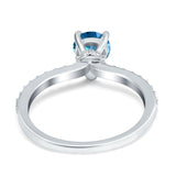 14K White Gold 1.54ct Teardrop Pear Accent 8mmx6mm G SI London Blue Topaz Diamond Engagement Wedding Ring Size 6.5