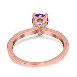 14K Rose Gold 1.54ct Teardrop Pear Accent 8mmx6mm G SI Natural Amethyst Diamond Engagement Wedding Ring Size 6.5