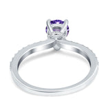 14K White Gold 1.54ct Teardrop Pear Accent 8mmx6mm G SI Natural Amethyst Diamond Engagement Wedding Ring Size 6.5