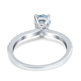 14K White Gold 1.54ct Teardrop Pear Accent 8mmx6mm G SI Natural Aquamarine Diamond Engagement Wedding Ring Size 6.5