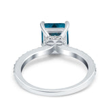 14K White Gold 1.55ct Cushion Cut Vintage 7mm G SI London Blue Topaz Diamond Engagement Wedding Ring Size 6.5