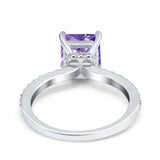 14K White Gold 1.55ct Cushion Cut Vintage 7mm G SI Natural Amethyst Diamond Engagement Wedding Ring Size 6.5