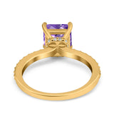 14K Yellow Gold 1.55ct Cushion Cut Vintage 7mm G SI Natural Amethyst Diamond Engagement Wedding Ring Size 6.5