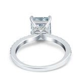 14K White Gold 1.55ct Cushion Cut Vintage 7mm G SI Natural Aquamarine Diamond Engagement Wedding Ring Size 6.5