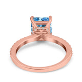 14K Rose Gold 1.55ct Cushion Cut Vintage 7mm G SI Natural Blue Topaz Diamond Engagement Wedding Ring Size 6.5