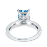 14K White Gold 1.55ct Cushion Cut Vintage 7mm G SI Natural Blue Topaz Diamond Engagement Wedding Ring Size 6.5