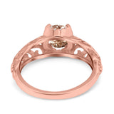 14K Rose Gold 1.11ct Round Art Deco Filigree 6.5mm G SI Natural Morganite Diamond Engagement Wedding Ring Size 6.5