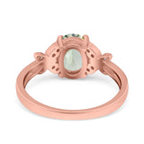 14K Rose Gold 1.27ct Oval 8mmx6mm Butterfly Accent G SI Natural Green Amethyst Diamond Engagement Wedding Ring Size 6.5