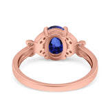 14K Rose Gold 1.27ct Oval 8mmx6mm Butterfly Accent G SI Nano Blue Sapphire Diamond Engagement Wedding Ring Size 6.5