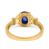 14K Yellow Gold 1.27ct Oval 8mmx6mm Butterfly Accent G SI Nano Blue Sapphire Diamond Engagement Wedding Ring Size 6.5